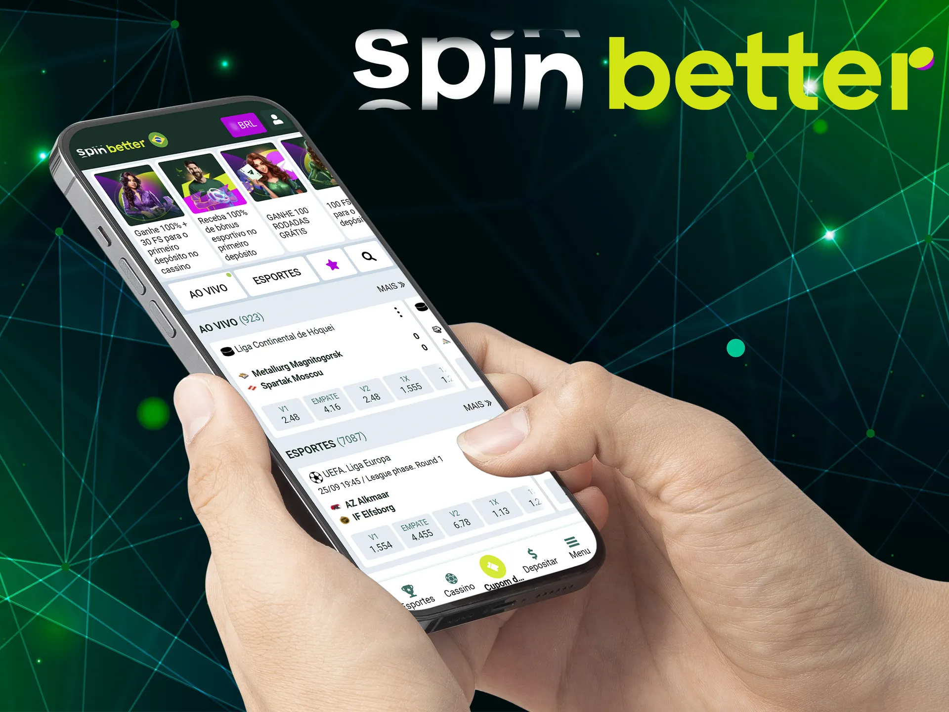 A versão móvel do site da Spinbetter tem a mesma interface e boa velocidade.