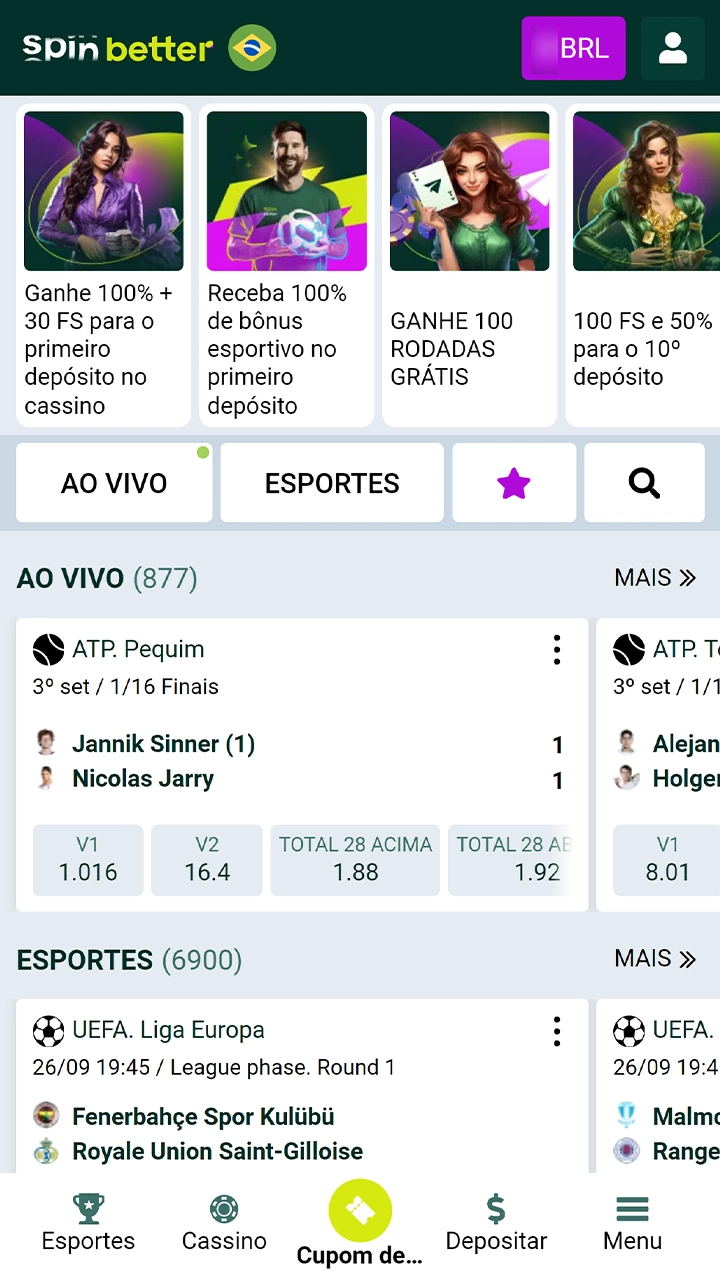 Certifique-se de que o arquivo esteja instalado e inicie o aplicativo Spinbetter.