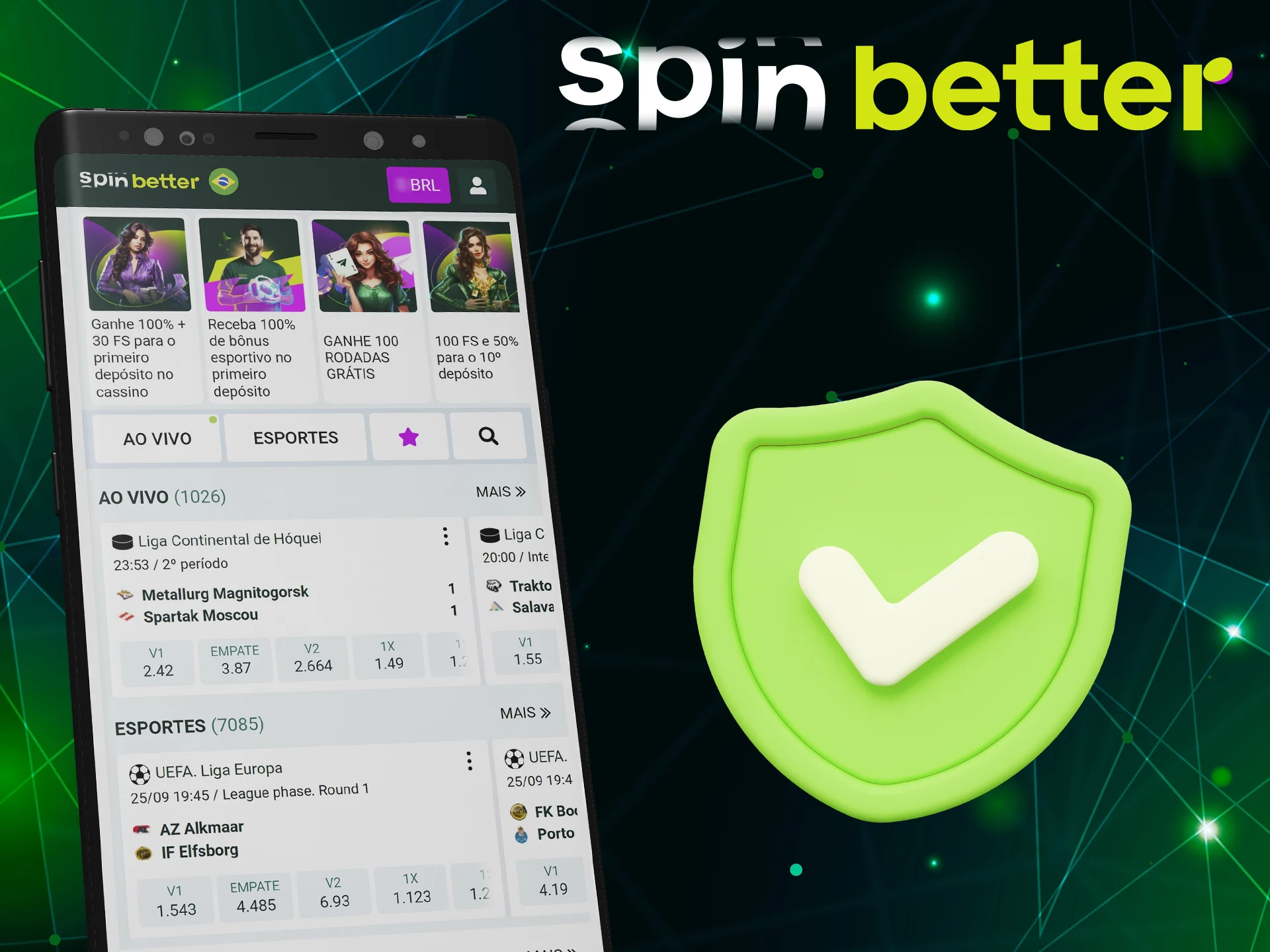 Todos os dados pessoais dos jogadores do Spinbetter são protegidos com segurança graças à criptografia SSL/TLS.