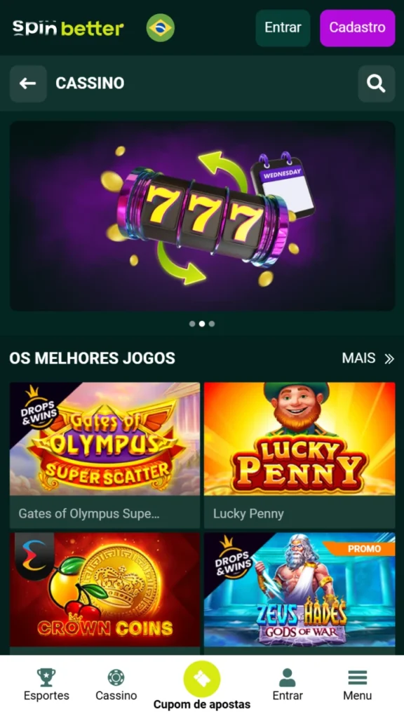 Jogue no cassino online da Spinbetter com centenas de slots e jogos ao vivo.