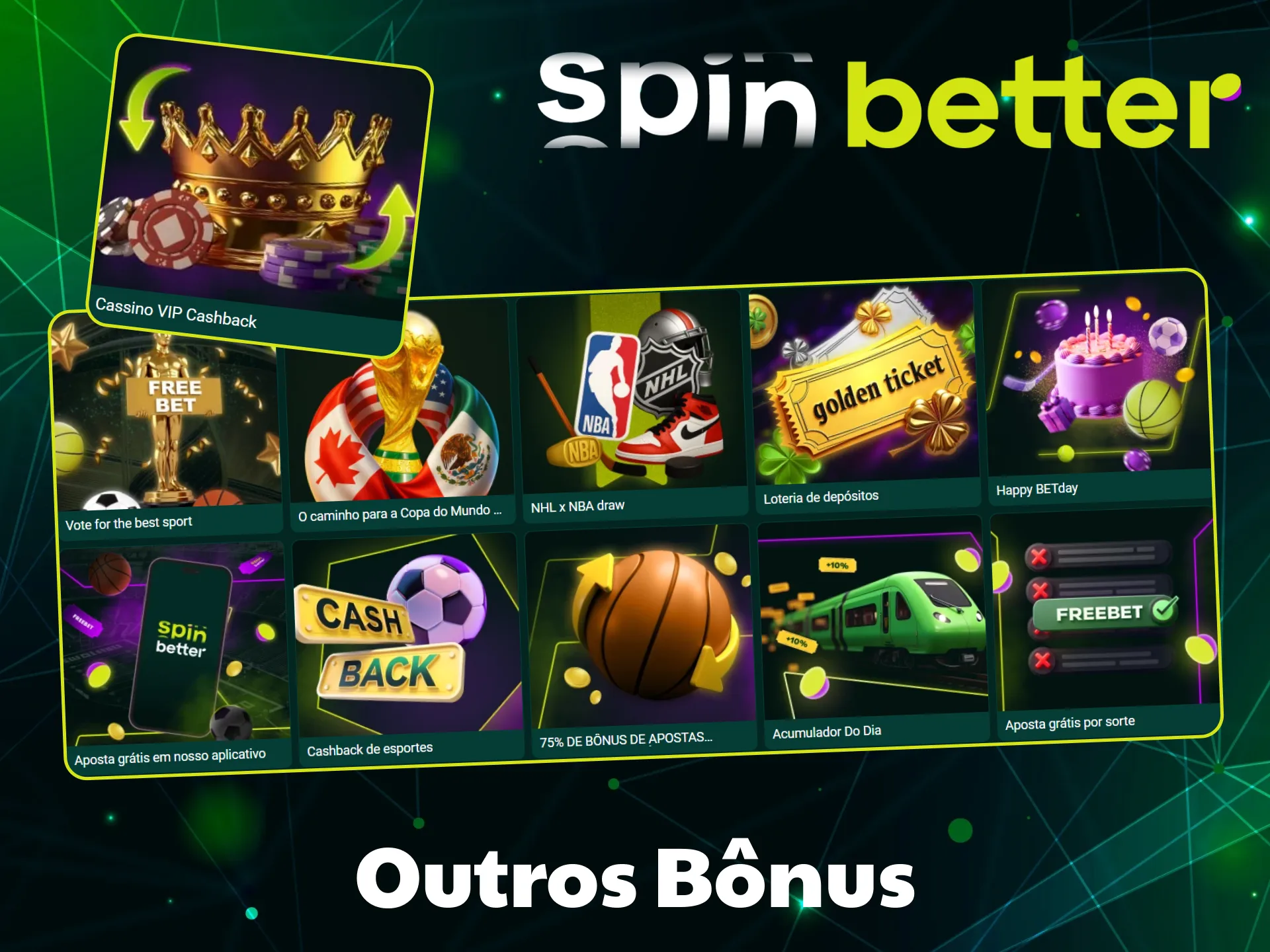 Visite a página de bônus do SpinBetter para encontrar mais bônus interessantes.