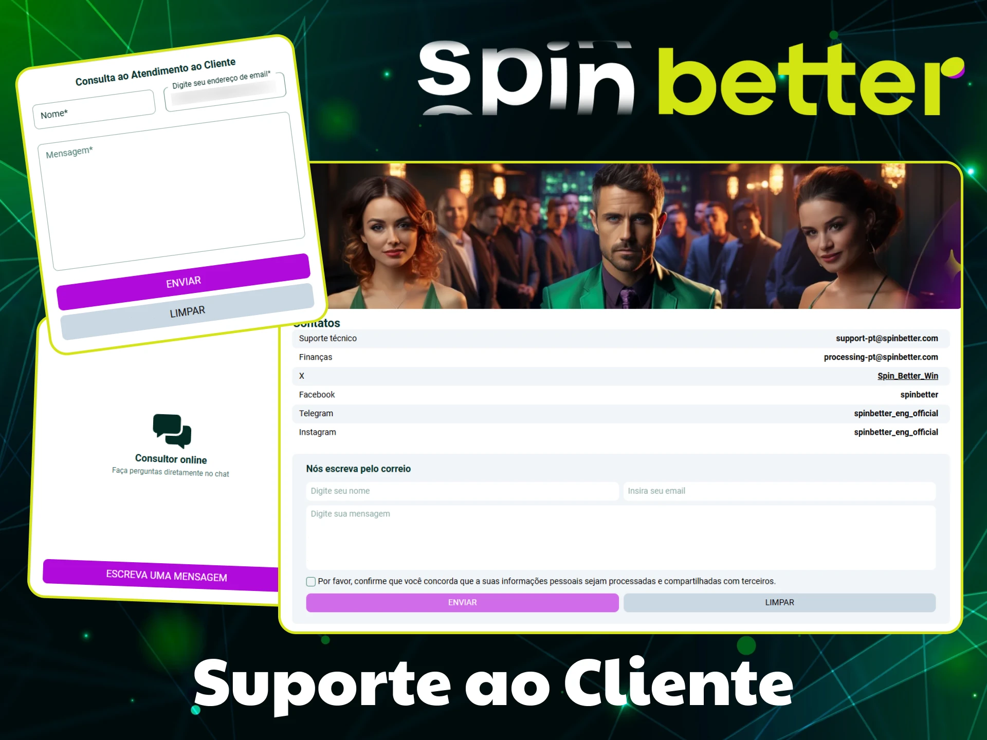 Se você tiver algum problema durante o jogo, basta escrever para o Suporte ao Cliente da SpinBetter.