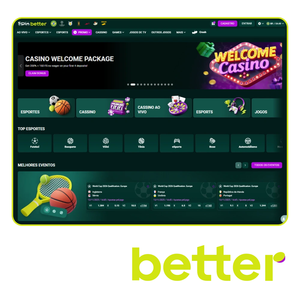 Jogue seus caça-níqueis favoritos e aposte em esportes online com o SpinBetter.